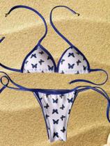 Biquíni Juvenil Cortininha Borboletas Azul