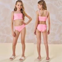 Biquini Juvenil Lilimoon Malha Jacquard Textura UV 50+ Rosa Biquini Juvenil Lilimoon Malha Jacquard Textura UV 50+ Rosa