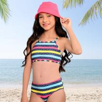 Biquíni Juvenil Menina Proteção UV FPS 50+ Top e Tanga Colorido Beach Marujos e Sereias 265 Biquíni Juvenil Menina Proteção UV FPS 50+ Top e Tanga Colorido Beach Marujos e Sereias 265
