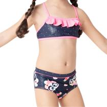 Biquíni Kids Menina Panda Shake Azul Proteção Uv Praia Puket Tamanho:4 Biquíni Kids Menina Panda Shake Azul Proteção Uv Praia Puket Tamanho:4