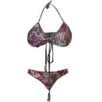 Biquíni La Bamba Tropical Chic Cinza e Rosa