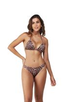 Biquini levo animal print, top cortina tanga lateral média