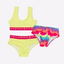 Biquíni Liso+Calcinha Estampada Menina Proteção Uv Infantil Biquíni Liso+Calcinha Estampada Menina Proteção Uv Infantil