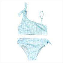 Biquini listra azul com laço no ombro 4 anos basic + Biquini listra azul com laço no ombro 4 anos basic +