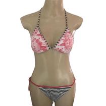 Biquíni Listrado Tricolor Reebok Classic Moda Praia Iws91184