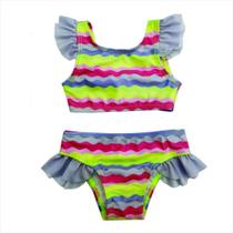 Biquini listras color com babado 6-12M basic + Biquini listras color com babado 6-12M basic +