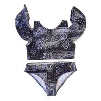 Biquíni Lycra Proteção UPF50+ Babado Cuba - Bandana Preta