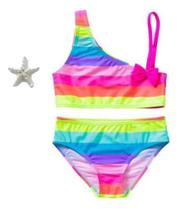 Biquíni Maiô Colorido Infantil Rosa Azul Amarelo Laço F Biquíni Maiô Colorido Infantil Rosa Azul Amarelo Laço F