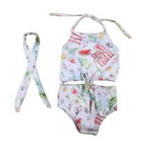 Biquini Maiô Feminino Infantil Moda Praia Resistente Forrado c/ Faixa de Cabelo Vários Tamanhos