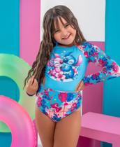 Biquini Maiô Infantil Menina Manga Longa Stitch Casal Biquini Maiô Infantil Menina Manga Longa Stitch Casal