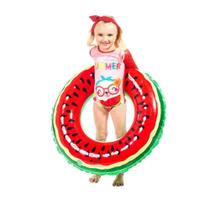 Biquíni Maio Infantil Proteção UV Estampa Gato com Melancia Manga Longa Gola Redonda Biquíni Maio Infantil Proteção UV Estampa Gato com Melancia Manga Longa Gola Redonda