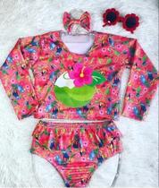Biquíni Maiô Manga Longa Infantil Praia Piscina Verão Tropical Biquíni Maiô Manga Longa Infantil Praia Piscina Verão Tropical