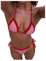 Biquíni MakeMechic feminino de bolinhas, tanga triangular, vermelha XS Biquíni MakeMechic feminino de bolinhas, tanga triangular, vermelha XS