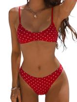 Biquíni MakeMechic Polka Dots Thong, corte alto, vermelho brilhante, feminino