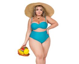 Biquini Malise Plus Size Cintura Alta Bojo sem alça Azul M Biquini Malise Plus Size Cintura Alta Bojo sem alça Azul M