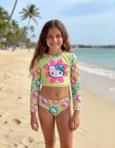 Biquini Manga Longa Hello Kitty Flores