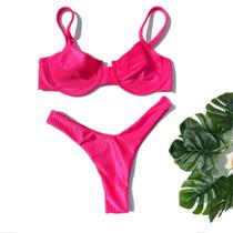 Biquíni Marina Top Meia Taça Calcinha Asa Delta Canelado Biquíni Marina Top Meia Taça Calcinha Asa Delta Canelado