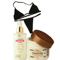 Biquíni Marquinha de Fita Pretinho Básico + Parafina Bronzeadora Gold 30 gr + Hidratante Spray Pós Sol - Lorkin