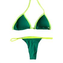 Biquíni Marquinha Praia Feminino Fio Dental Bojo Top Fita Biquini Removível Tanga Regulagem Bronzeamento Suplex Cortina