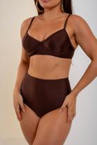 Biquini marrom meia taça com calcinha hotpant