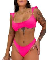 Biquíni Meia Taça Babadinhos Com Bojo Asa Delta Cavado Biquíni Meia Taça Babadinhos Com Bojo Asa Delta Cavado