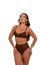 Biquini meia taça calcinha hotpant semifio marrom