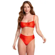 Biquini Meia Taça Canelado Básica Vekyo Top Faixa Amarração Confortavel Moda Praia Feminina