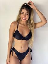 Biquíni Meia Taça Canelado Com Aro e Bojo Calcinha Fio Duplo Verde Água Biquíni Meia Taça Canelado Com Aro e Bojo Calcinha Fio Duplo Verde Água