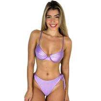 Biquíni Meia Taça Canelado Com Aro e Bojo Calcinha Fio Duplo Verde Água Biquíni Meia Taça Canelado Com Aro e Bojo Calcinha Fio Duplo Verde Água