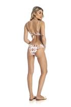 Biquíni meia taça com bojo fixo e franzidos, tanga borboleta média, estampa indie Biquíni meia taça com bojo fixo e franzidos, tanga borboleta média, estampa indie