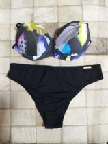 Biquini meia taça estampado Azul/Preto Biquini meia taça estampado Azul/Preto