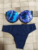 Biquini meia taça estampado Azul