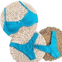 Biquini Meia Taça Retrô Canelado Bubble Verde Turquesa Biquini Meia Taça Retrô Canelado Bubble Verde Turquesa