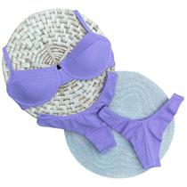 Biquini Meia Taça Retrô Canelado Mônaco Lilás Biquini Meia Taça Retrô Canelado Mônaco Lilás