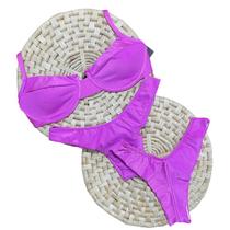 Biquini Meia Taça Retrô Canelado Rosa Biquini Meia Taça Retrô Canelado Rosa