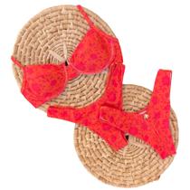 Biquíni Meia Taça Retrô Floral Vermelho