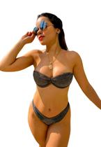 Biquíni Meia Taça Sem Bojo Sem Alça Calcinha Fio Duplo Lurex