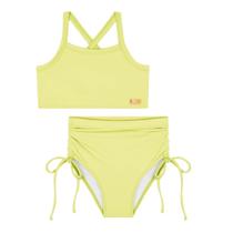 Biquíni Menina Infantil Malha com Proteção UV 50+ Amarelo Neon Kukiê Biquíni Menina Infantil Malha com Proteção UV 50+ Amarelo Neon Kukiê