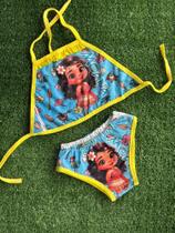 Biquini Menina Infantil Temático 2 Peças Moana Amarelo Biquini Menina Infantil Temático 2 Peças Moana Amarelo
