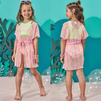 Biquini Menina Kukiê c/ Proteção UV 50+ e Saida de Praia em Tule Rosa/Verde Neon Biquini Menina Kukiê c/ Proteção UV 50+ e Saida de Praia em Tule Rosa/Verde Neon