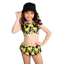 Biquíni Menina Marujos e Sereias com Proteção UV50+ Preto com Estampa de Limão Siciliano Biquíni Menina Marujos e Sereias com Proteção UV50+ Preto com Estampa de Limão Siciliano