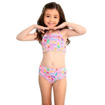 Biquíni Menina Marujos e Sereias na cor Rosa Estampada Biquíni Menina Marujos e Sereias na cor Rosa Estampada