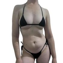 Biquini micro fio dental biquini fita cortininha marquinha bronzeada Preto Biquini micro fio dental biquini fita cortininha marquinha bronzeada Preto