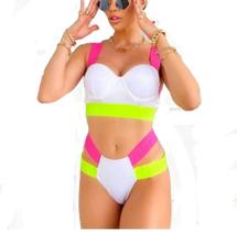 biquíni moda gringa tiras grossas diversas cores tamanho único