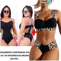 Biquini Neon Tiras Grossa+ Maiô Com Bojo Neon Lançamen Verão