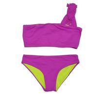 Biquini Niki Macrame Dupla Face Roxo e Verde Neon
