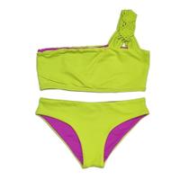Biquini Niki Macrame Dupla Face Verde Neon e Roxo
