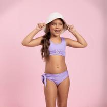 Biquini Para Menina 4 a 10 anosTop com Calcinha Brilho Lilas