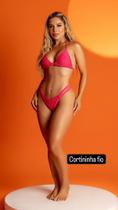 Biquini pink cortininha fio dental sol e agua