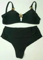 Biquíni plus size argola com bojo cintura alta alça corrente